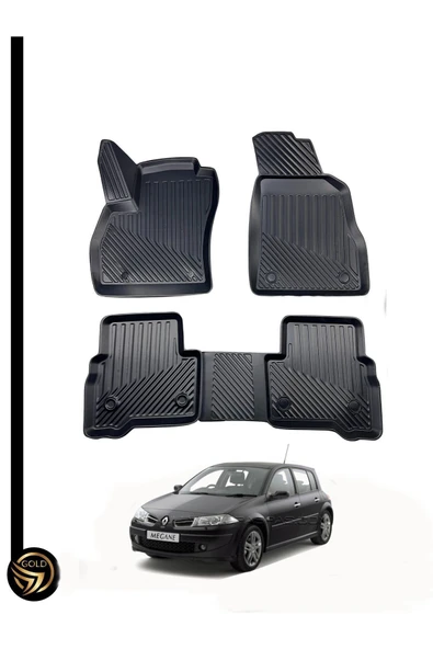 Black Gold Renault Megane 2 Hatchback 3D Birebir Uyumlu Oto Paspas Qun