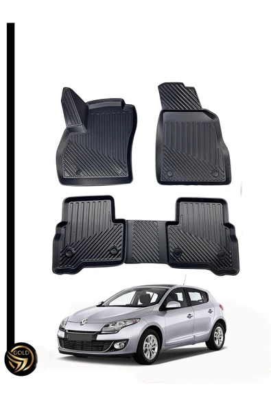 Black Gold Renault Megane 3 Hatchback 3D Havuzlu Paspas Kauçuk Rjn