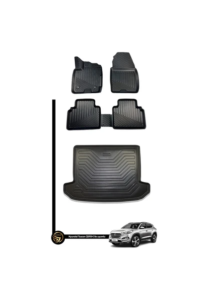 Black Gold Hyundai Tucson 2015-2020 3D Havuzlu Paspas + Bagaj Havuzu İkili SET - 1