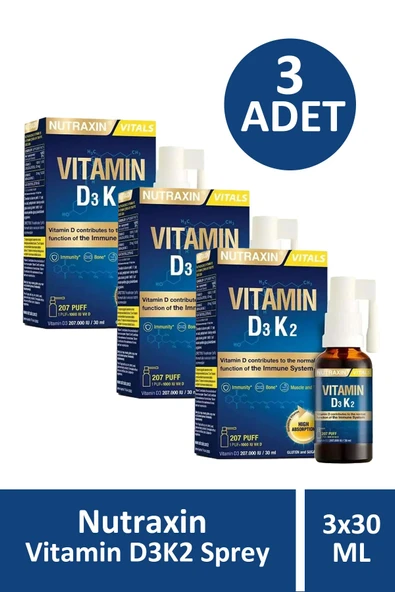 Nutraxin Vitamin D3K2 Sprey 30 ml 3 Adet ürün görseli 1