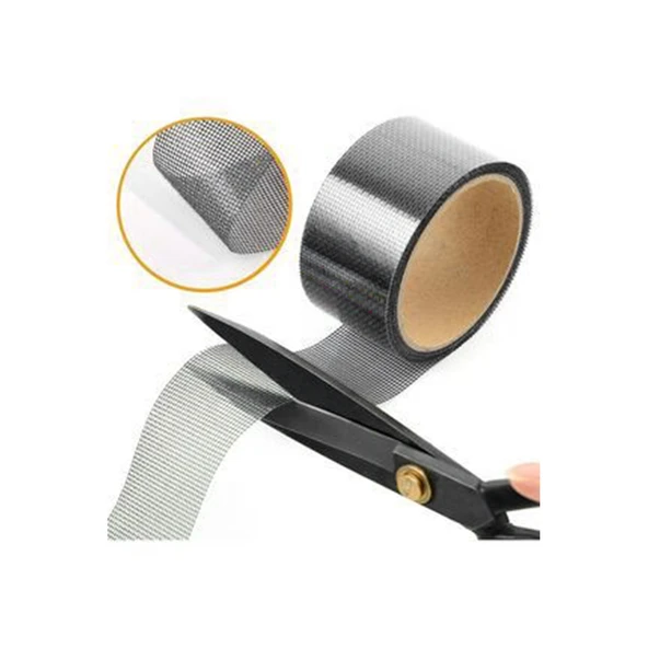 Yapışkanlı Sineklik Tülü Tamir Bandı Yırtık Kopmuş Delik Fiber Tül Yapıştırma 48 mm x 2 Metre Siyah - 5