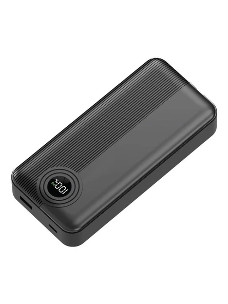 Dexim W4 20.000 mAh 22.5W Type C+Lightning Entegre Kablolu LED Göstergeli Powerbank - Siyah