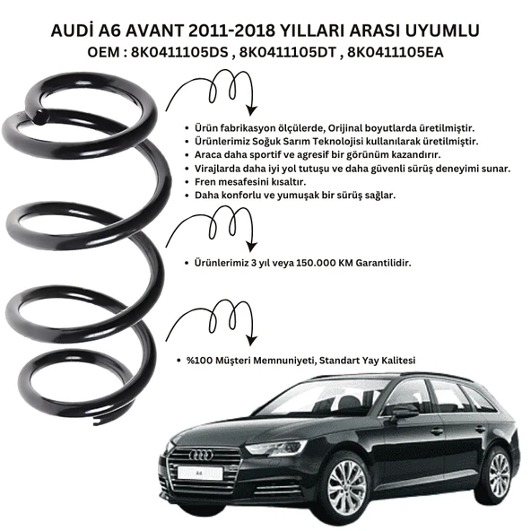 Ön Helezon Yay Takımı - 2 Adet Standart Yay ST102003F, Audi A6 Avant (2011-2018) Uyumlu