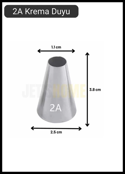 2A Yuvarlak Desen Krema Duyu Büyük Boy Pasta Duyu Paslanmaz Çelik Krema Torbası Ucu 2.4x1.2x3.8 cm - 3