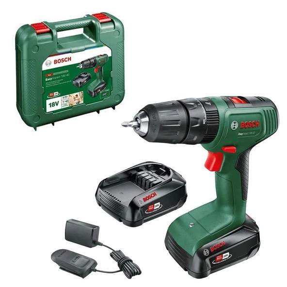 Bosch EasyImpact 18V-40 2,0 Ah Çift Akülü Matkap 2,0 Ah + Universalhammer 18v Kırıcı Delici (SOLO - Aküsüz) + Bosch Sırt Çantası - 2