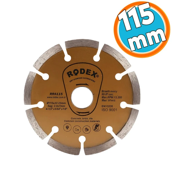 Elmas Kesici Disk 115 mm Beton, Mermer, Granit ve Taş Kesim Uyumlu Dayanıklı Kesme Taşı