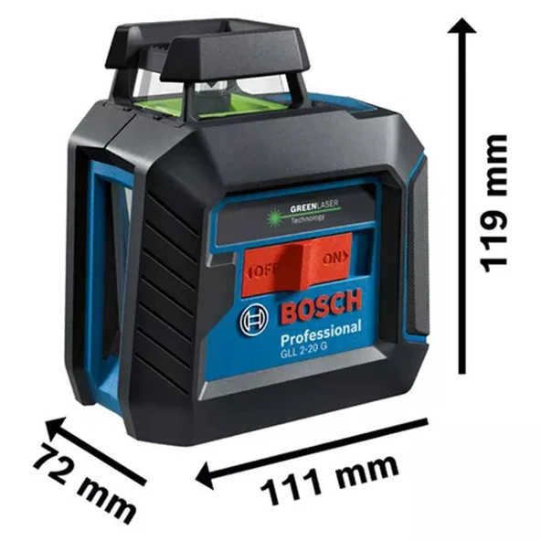 Bosch GLL 2-20 G + LB10+DK10 Çizgi Lazer Yeşil - 0601065000 - 2