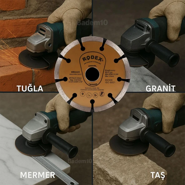 Elmas Kesici Disk 115 mm Beton, Mermer, Granit ve Taş Kesim Uyumlu Dayanıklı Kesme Taşı - 3