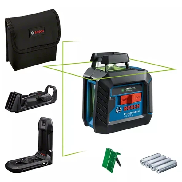 Bosch GLL 2-20 G + LB10+DK10 Çizgi Lazer Yeşil - 0601065000