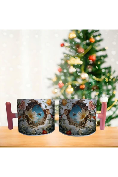 Arı ve çiçekler Porselen Fincan / Kupa -mug - 2