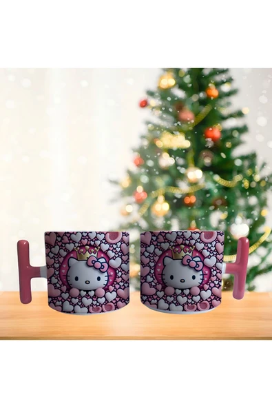 Hello kitty ve kalpler Porselen Fincan / Kupa -mug