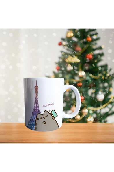 Pusheen Paris'te Porselen Kupa - 2
