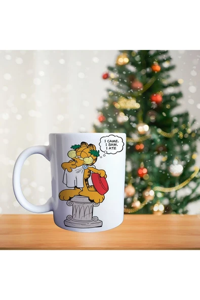 Garfield geldim gördüm yedim Porselen Kupa