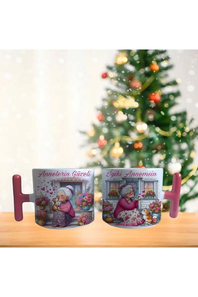 Annelerin güzeli Anneler günü kedili Porselen Fincan / Kupa -mug - 2