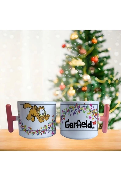 Garfield ve kelebekler Porselen Fincan / Kupa -mug