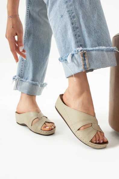 Albishoes Kadın Konfor Modeli Günlük Rahat Kısa Topuklu Anatomik Anne Orta Yaş Genç Ev Içi Terliği - 2
