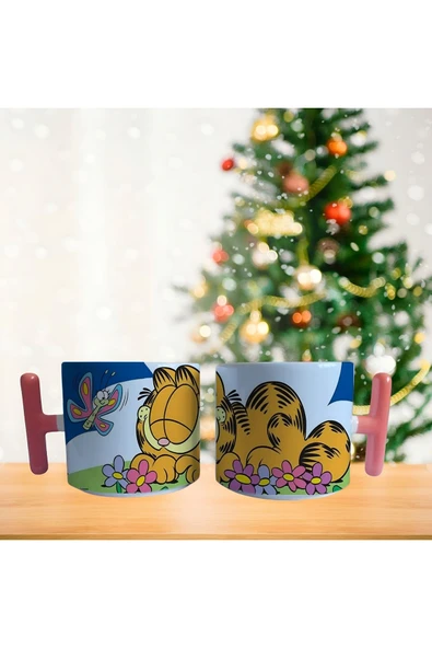 Garfield bahçede Porselen Fincan / Kupa -mug - 2