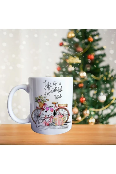 Snoopy bisikletiyle Porselen Kupa