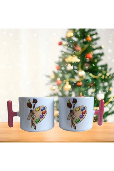 Ressam mickey ve minnie mouse kahve fincan takımı - 2