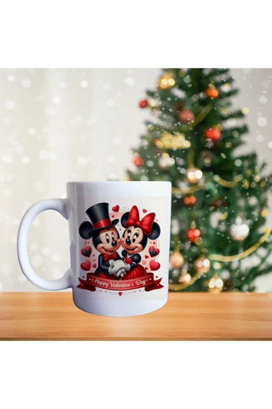 Mickey Ve Minnie Mouse Çifti Porselen Kupa