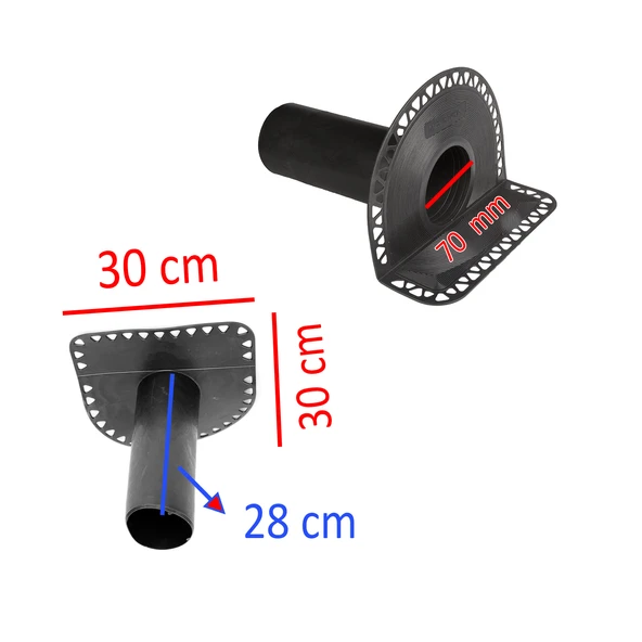 Su Tahliye Dik İniş Parapet 70'lik Direnaj Hünisi Çatı Balkon Yağmur Gider Borusu Oluk Adaptörü - 3