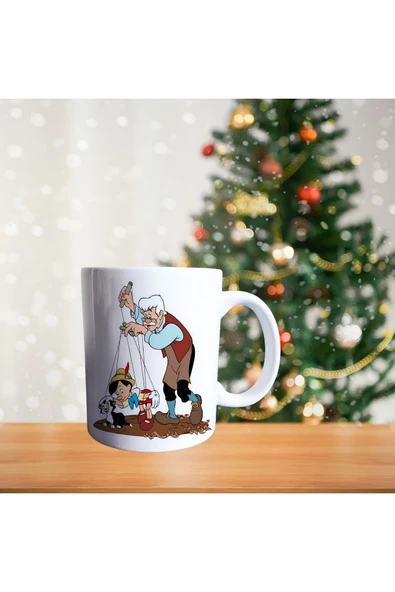 Pinokyo Ve Gepetto Usta Oyuncak Çizgi Karakter Porselen Kupa - Resim 2