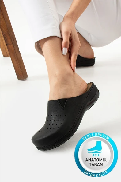 Albishoes Lisa Önü Kapalı Sabo Medikal Doktor Hemşire Hastane Anatomik Lastik Detaylı Kadın Terlik