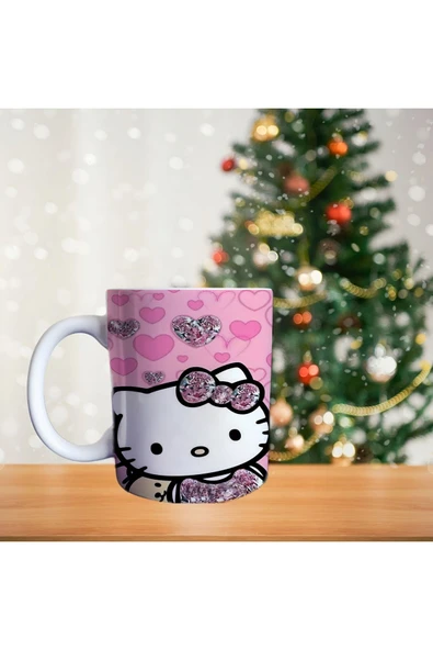 Hello Kitty - Pembe Kristal Porselen Kupa