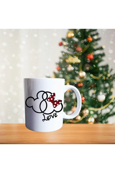 Sevgililer Mickey Ve Minnie Mouse Porselen Kupa - 2