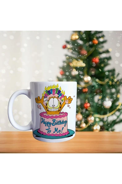 Garfield  - happy birthday porselen kupa