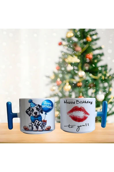 Dalmaçyalı köpek - happy birthday porselen fincan / kupa -mug