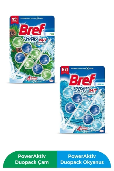 Bref Power Aktiv Katı Tuvalet Bloğu Çam Ikili & Okyanus Ikili (2'Lİ SET)