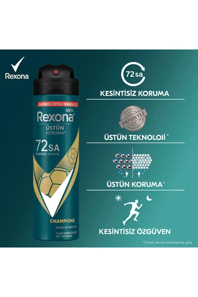 Rexona Men Erkek Sprey Deodorant Champions 72 Saat Kesintisiz Üstün Koruma 150 ml X3 - 6