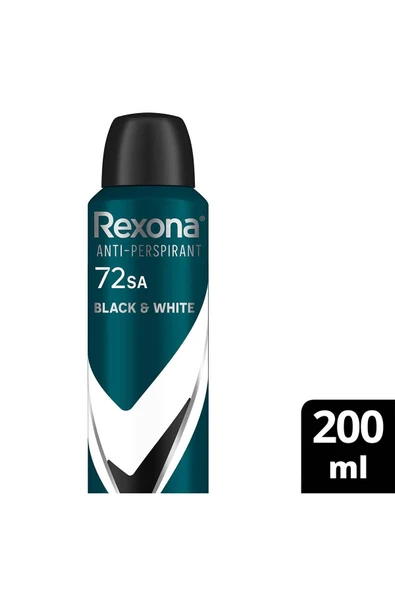 Rexona Men Erkek Sprey Deodorant Invisible Black & White 72 Saat Kesintisiz Koruma 200 ml