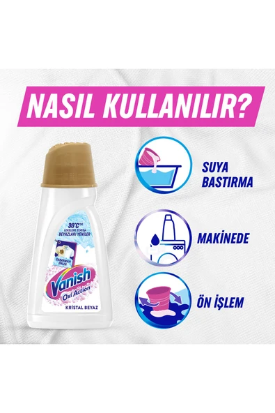 Vanish Oxi Action Multipower Kristal Beyaz Beyazlar İçin Sıvı Deterjan Güçlendirici Leke Çıkarıcı 2000ml - 7
