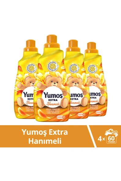 Yumoş Extra Konsantre Çamaşır Yumuşatıcısı Hanımeli 1440 ml 60 Yıkama 4 Adet