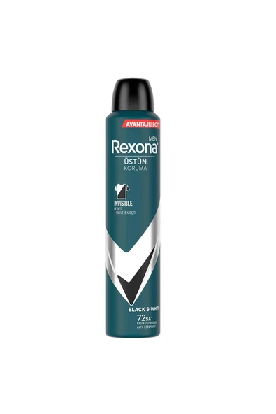 Rexona Men Erkek Sprey Deodorant Invisible Black & White 72 Saat Kesintisiz Koruma 200 ml - 2