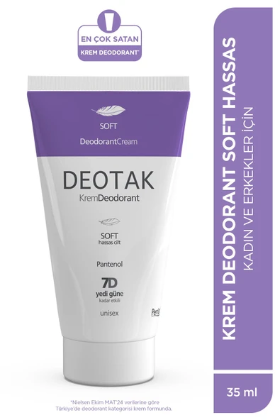Deotak Soft Hassas Koruma 7 Güne Kadar Etkili Krem Deodorant 35 ml