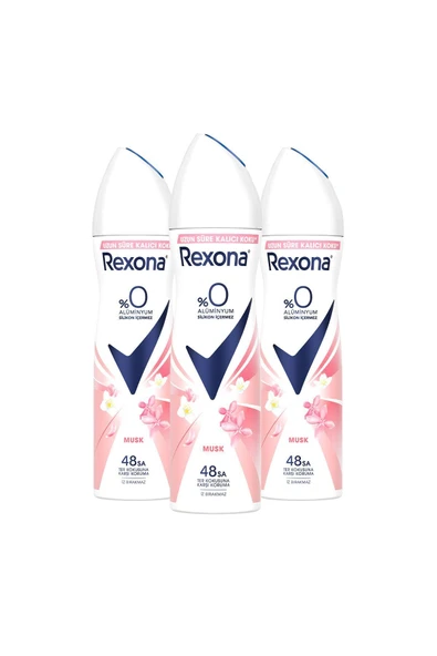 Rexona Kadın Sprey Deodorant Musk %0 Alüminyum 48 Saat Ter Kokusuna Karşı Koruma 150 ml X3 - 2
