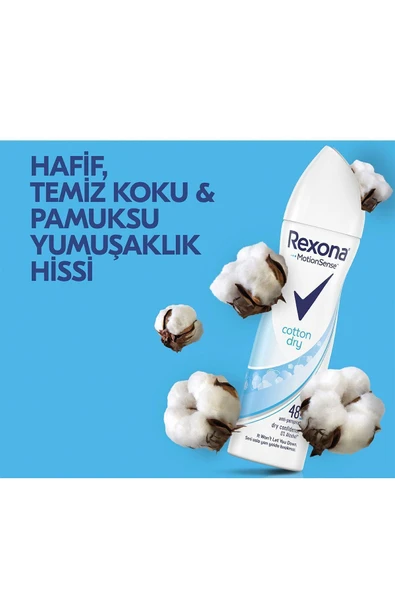 Rexona Kadın Sprey Deodorant Cotton Dry 150 ml x3 Adet - 5