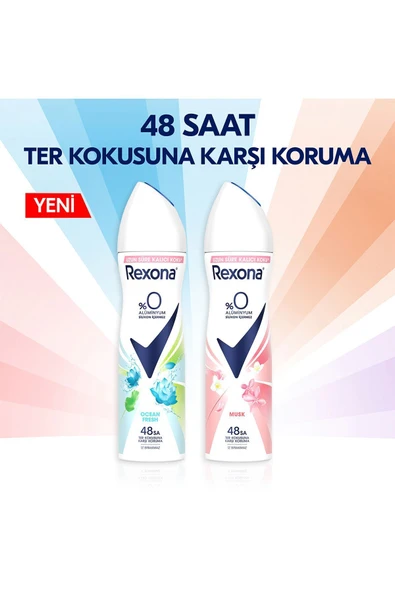 Rexona Kadın Sprey Deodorant Musk %0 Alüminyum 48 Saat Ter Kokusuna Karşı Koruma 150 ml X3 - 6