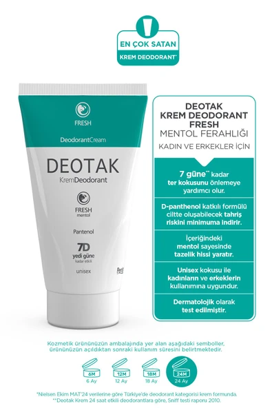 Deotak Mentol Ferahlığı 7 Güne Kadar Etkili Krem Deodorant 35 ml x 2 Adet - 3