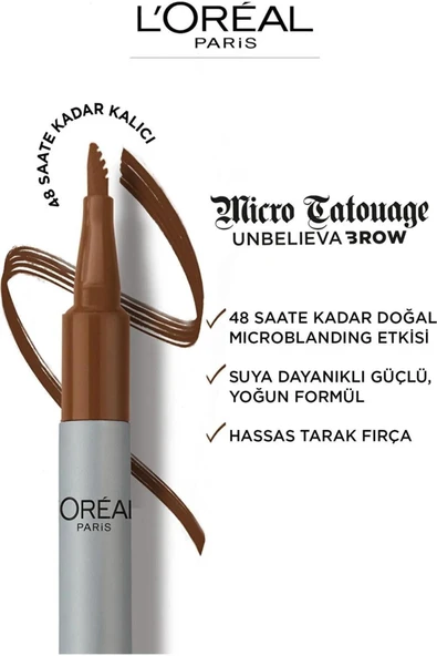 Loreal Paris Unbelieva Brow Micro Tatouage Kaş Kalemi 108 Dark Brunette - 4