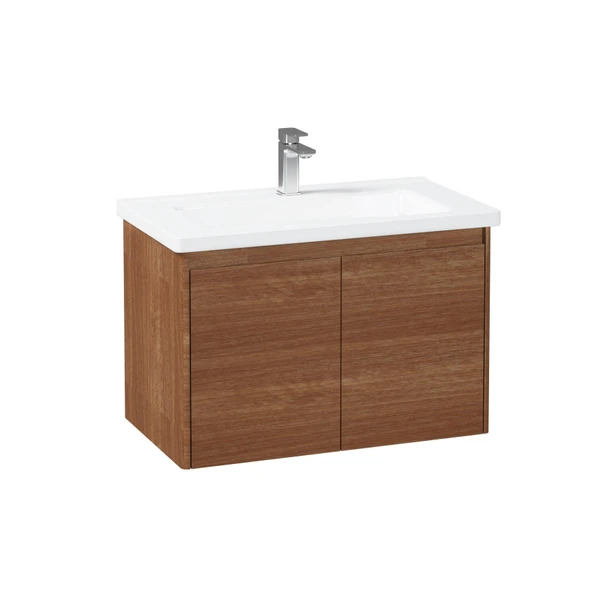 Orka Düden 65 cm MDF Kapaklı Kızıl Ceviz Banyo Dolabı Alt Modül Lavabo