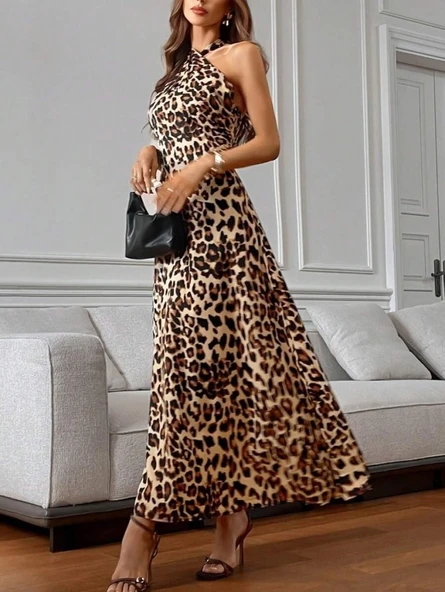 Lucky Life Kadın Omuzlardan Açık Boyundan çapraz Bağlama Detaylı Süprem Elbise - Resim 7