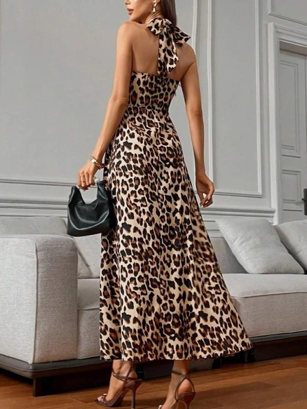 Lucky Life Kadın Omuzlardan Açık Boyundan çapraz Bağlama Detaylı Süprem Elbise - Resim 4