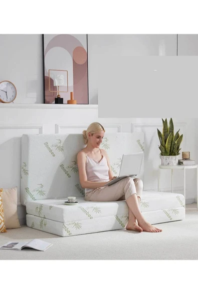 RevuBaby bambo Katlanır Yatak, Yer Yatağı, Misafir Yatağı, Kamp Yatağı Sünger Katlanan Yatak 10CM Kalınlık - Resim 2