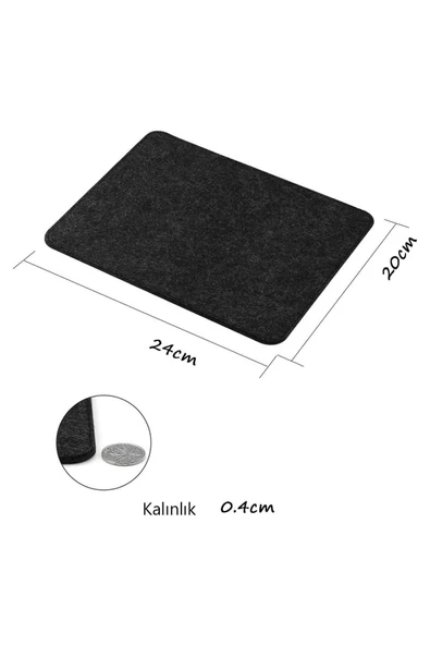 RevuBaby Mause Pedi Kaymaz Keçe Tabanlı Dikişli Kenarlara Sahip Mouse Pedi 24x20 cm - 4