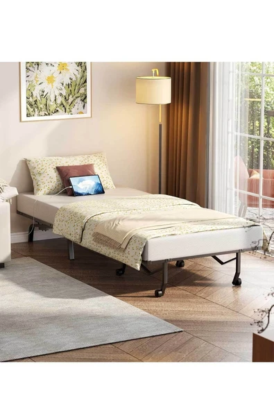 RevuBaby Çoton Katlanır Yatak, Yer Yatağı, Misafir Yatağı, Kamp Yatağı Sünger Katlanan Yatak 10CM Kalınlık - Resim 4