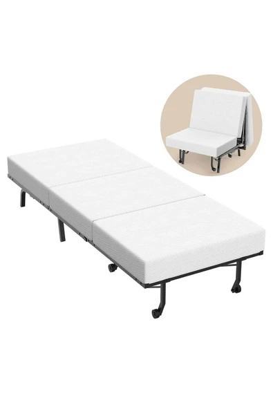 RevuBaby Çoton Katlanır Yatak, Yer Yatağı, Misafir Yatağı, Kamp Yatağı Sünger Katlanan Yatak 10CM Kalınlık - Resim 3